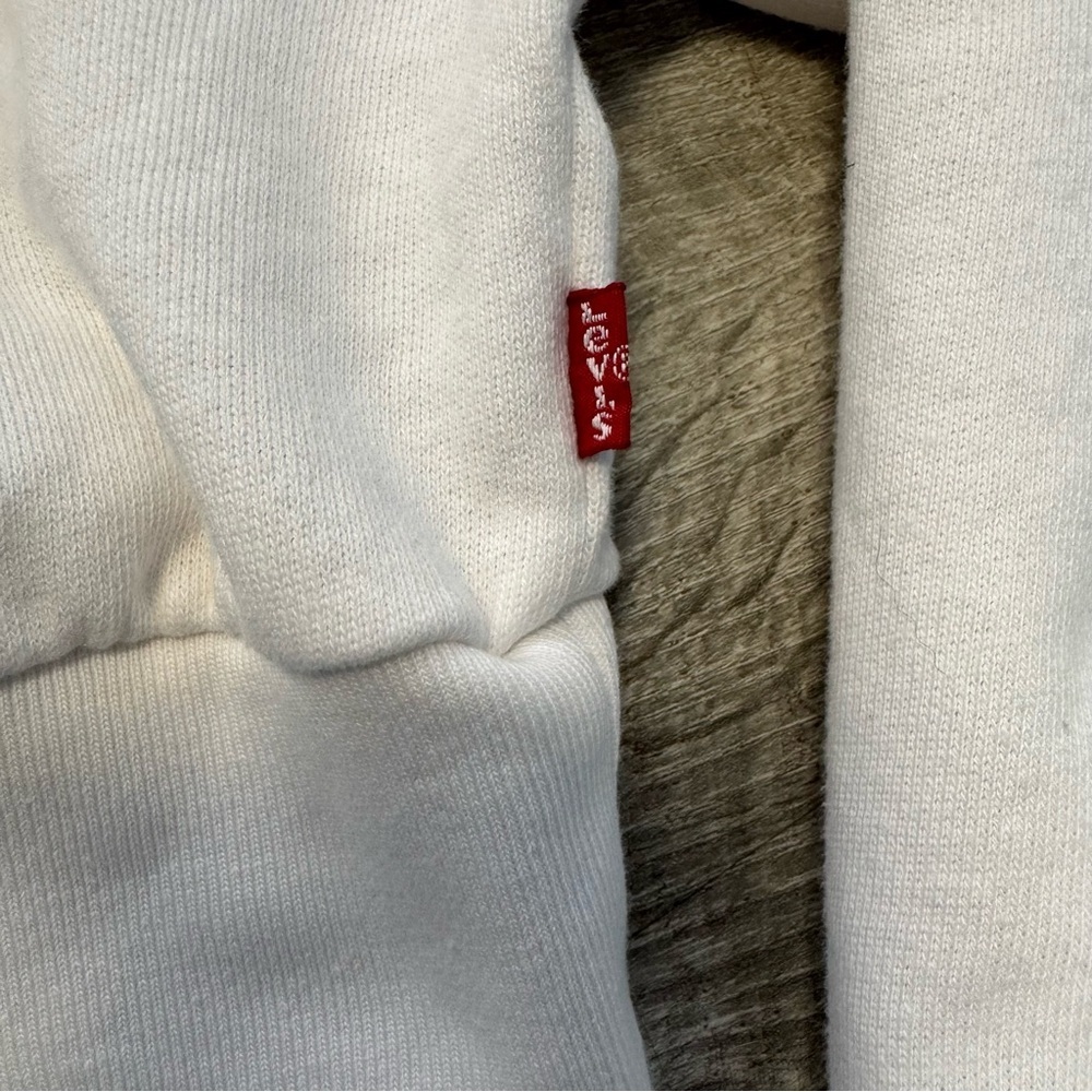 Levi’s Women’s Cropped Pullover Hoodie White Sz. S Drawstring - Picture 5 of 8